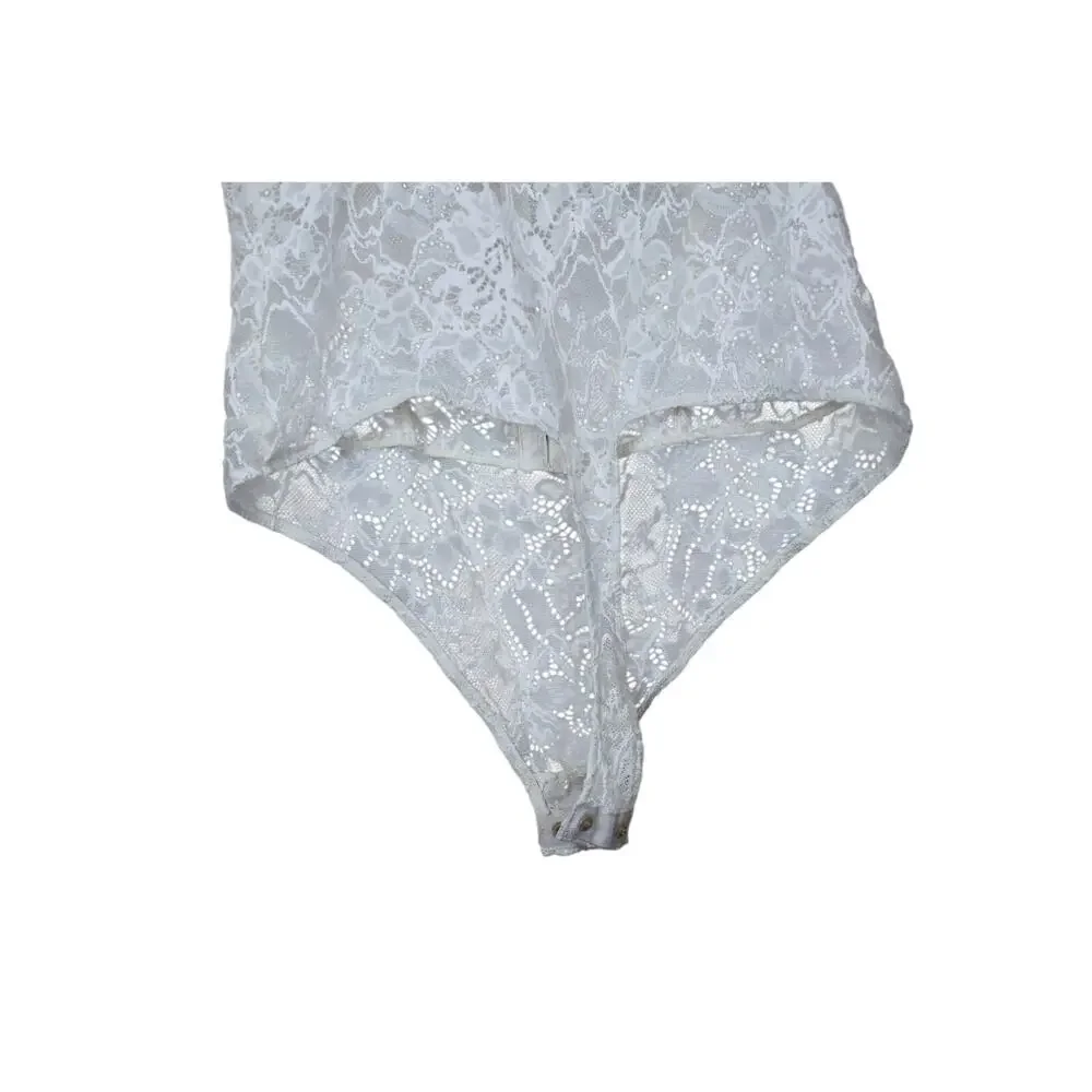 NWT Free People X Intimately Ivory Lace Night Rhythm Mesh Corset Bodysuit Size M